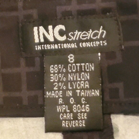 Inc Stretch International Concepts Skirt Black Geometric Pattern Sz 8 NWT - Picture 3 of 7